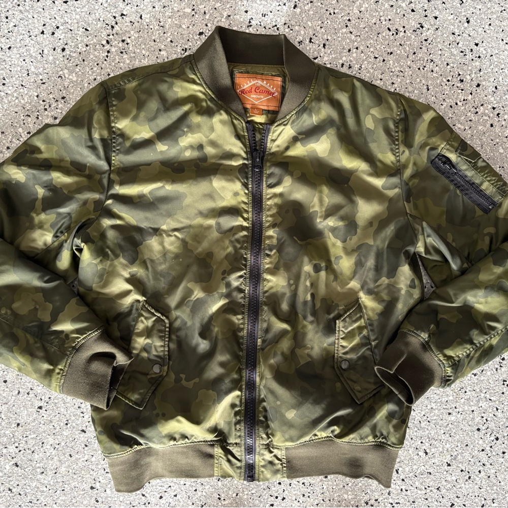 Red Camel Olive Camo Bomber Full Zip Jacket